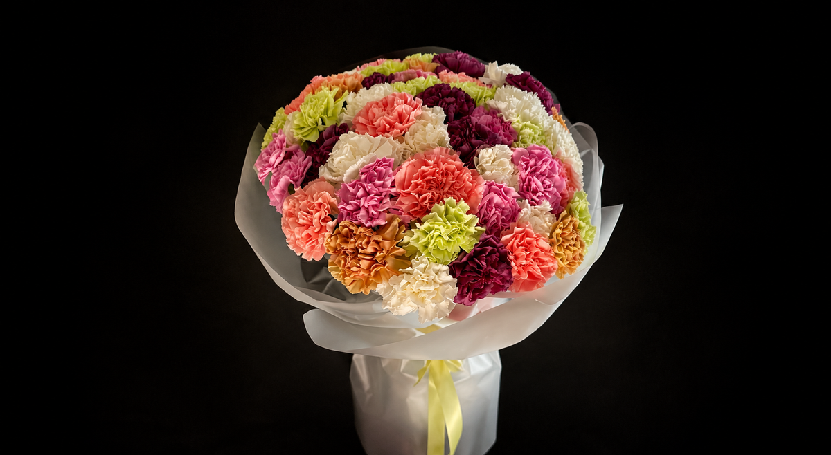 Colorful carnation bouquet illustrating carnation flower meanings, symbolism, and colors