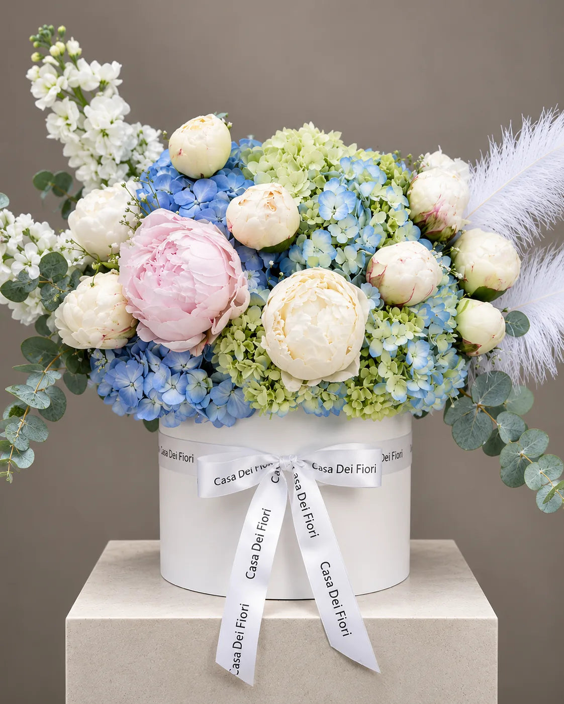 Biarritz peony and hydrangea flower arrangement by Casa Dei Fiori in Beverly Hills