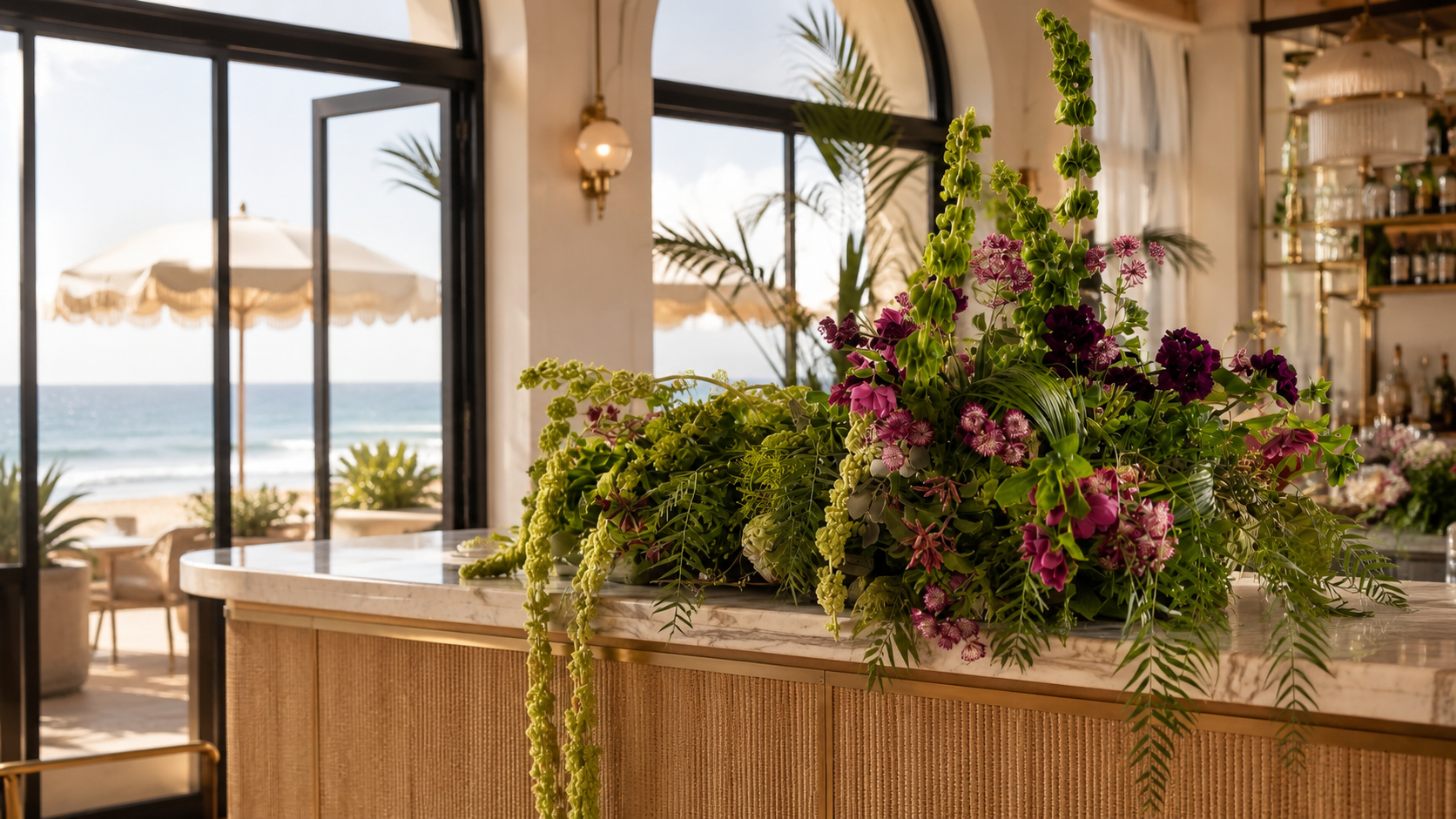 Custom event florals for Jonathan Beach Club in Santa Monica