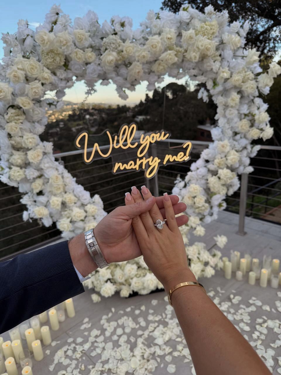 Engagement party florals at a private Los Angeles country club
