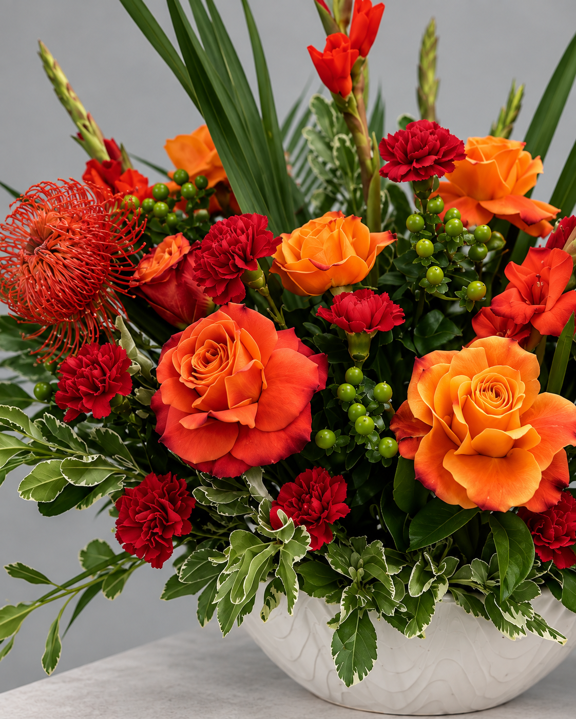 Luxury Orange Rose and Red Gladiolus Arrangement in Beverly Hills