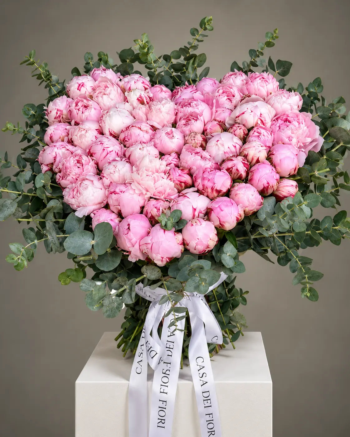 Luxury heart-shaped pink peony bouquet with same-day delivery in Beverly Hills and Los Angeles