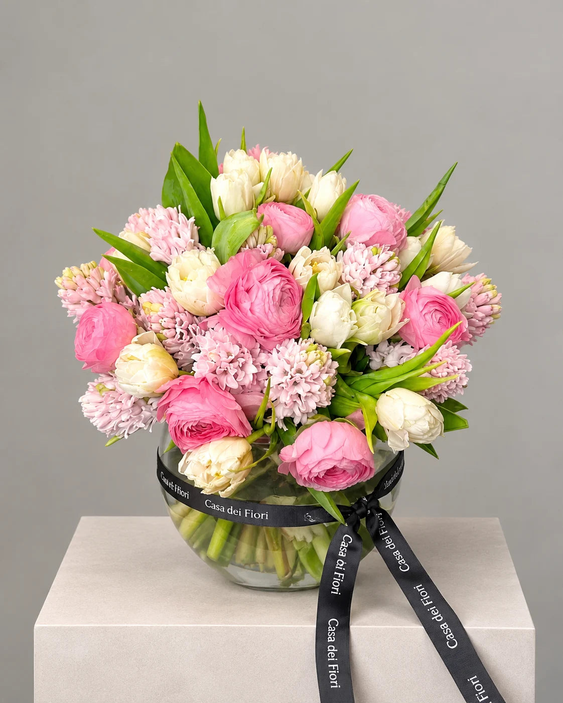 Pink Ranunculus and White Tulip Flower Arrangement in Los Angeles