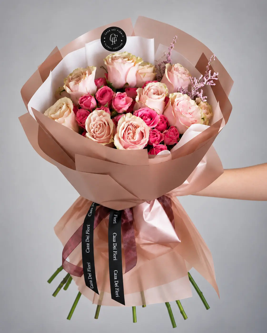 Pink and blush rose bouquet with same-day flower delivery in Beverly Hills by Casa Dei Fiori