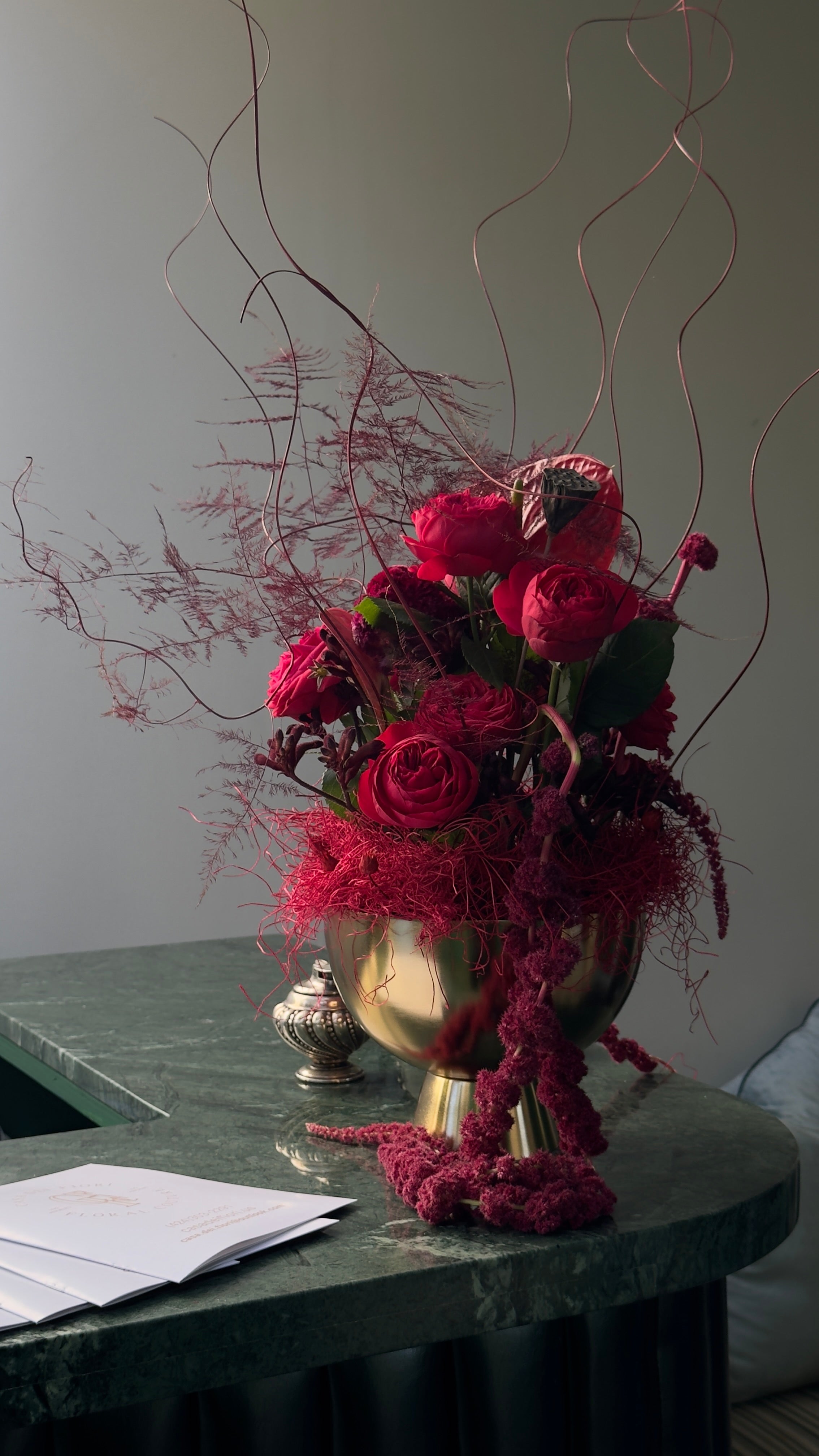 Private club dinner florals designed by Casa Dei Fiori Los Angeles