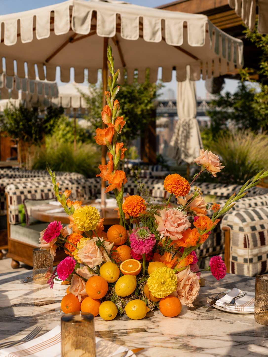 Private dining table flowers for Soho House West Hollywood event