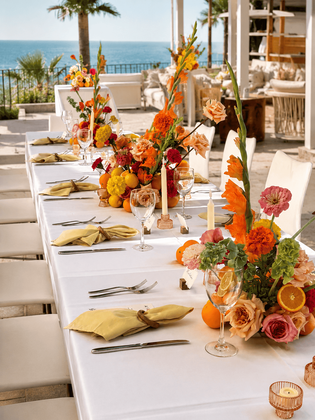 Sculptural flowers for a luxury Santa Monica event