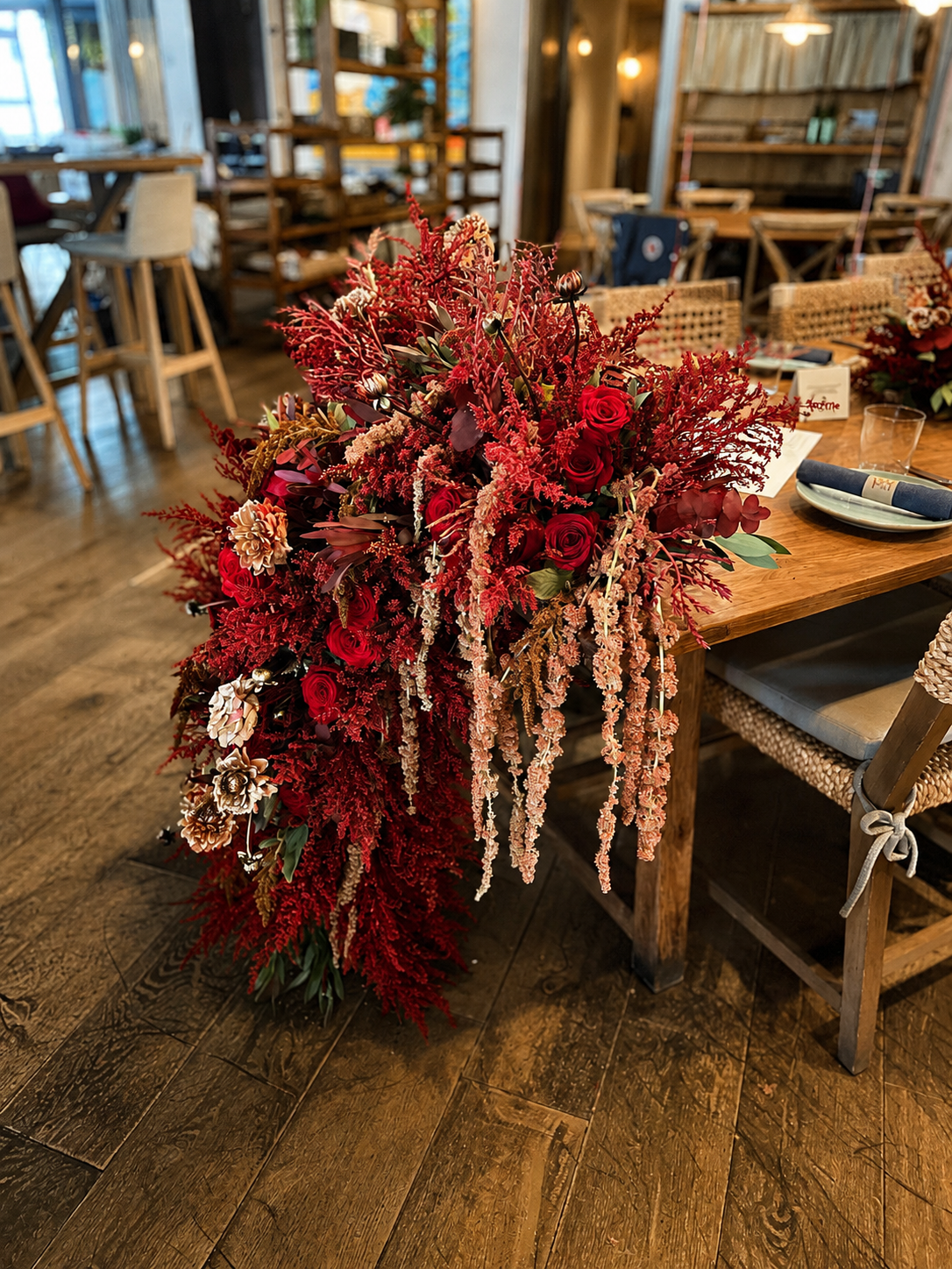 Statement entrance flowers for a private estate celebration