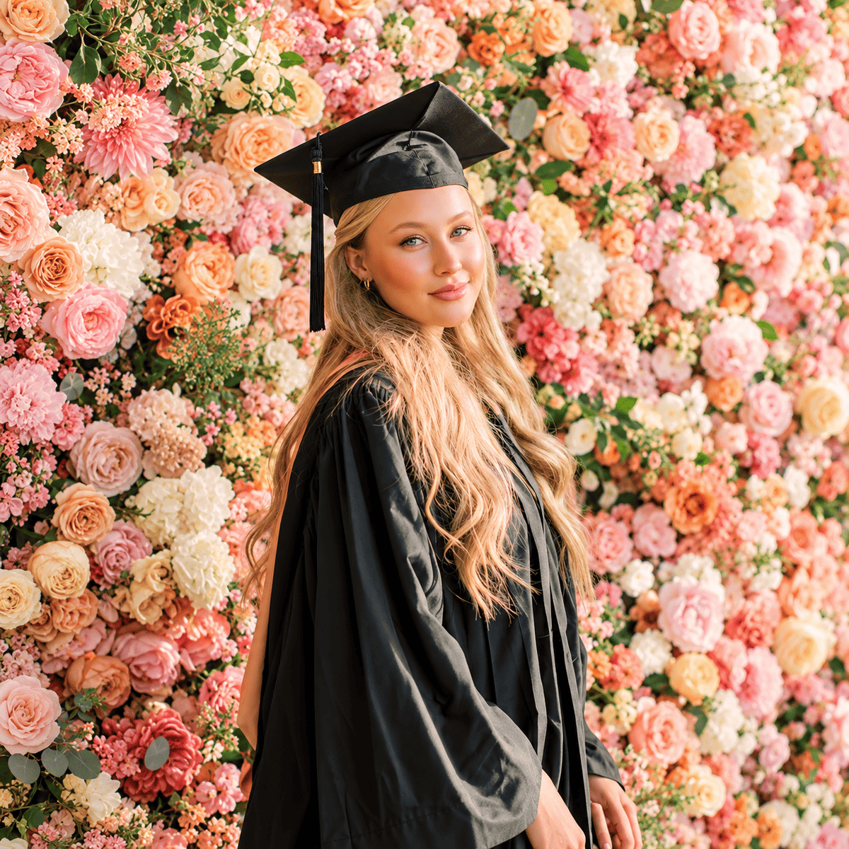 graduation party flower wall photo backdrop, Los Angeles | Casa Dei Fiori