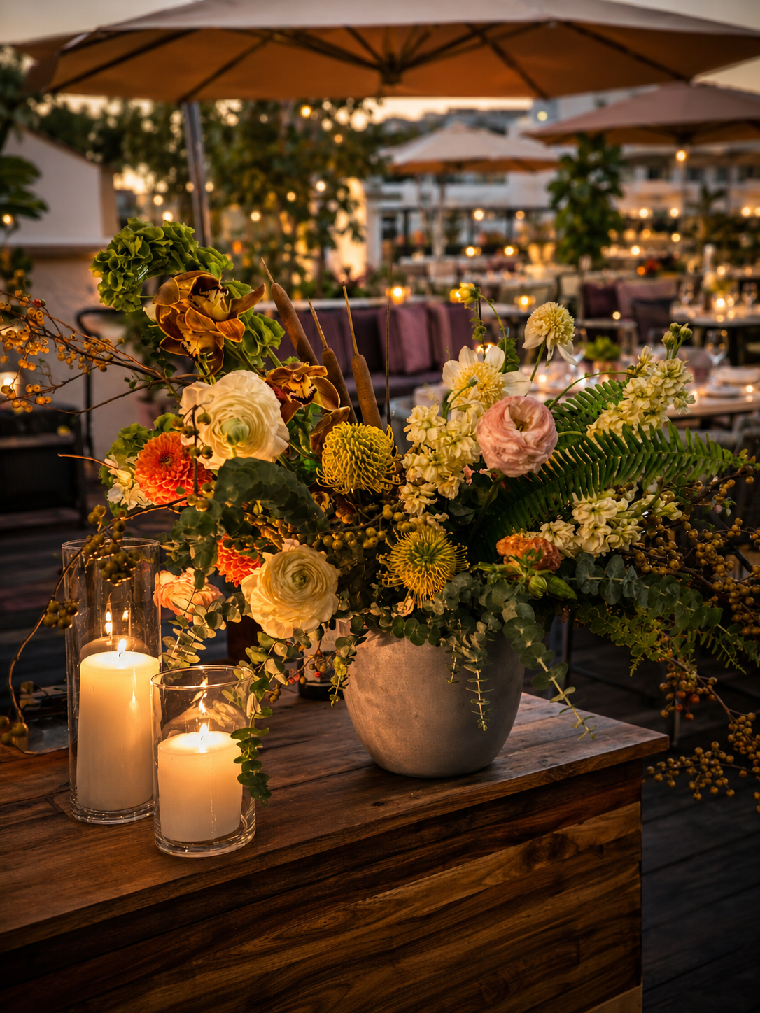 Gravitas Beverly Hills event florals for private dinner