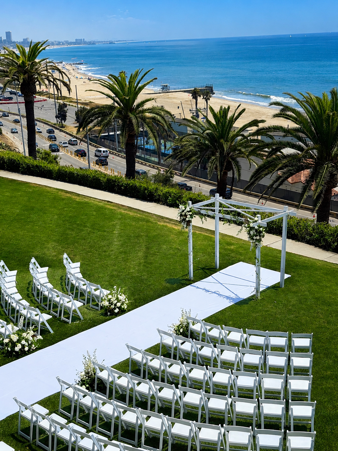 Bel-Air Bay Club event florals for ocean-view celebration
