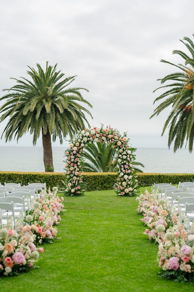 Bespoke flower arrangement for coastal Los Angeles wedding