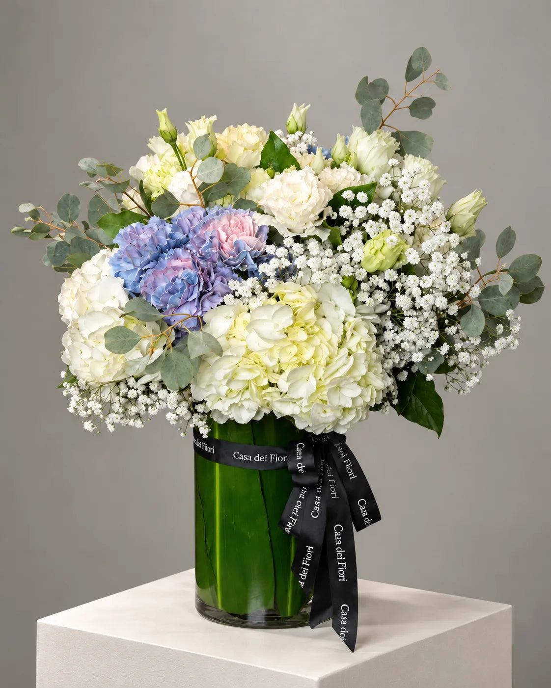 Blue and White Hydrangea Flower Arrangement in Los Angeles