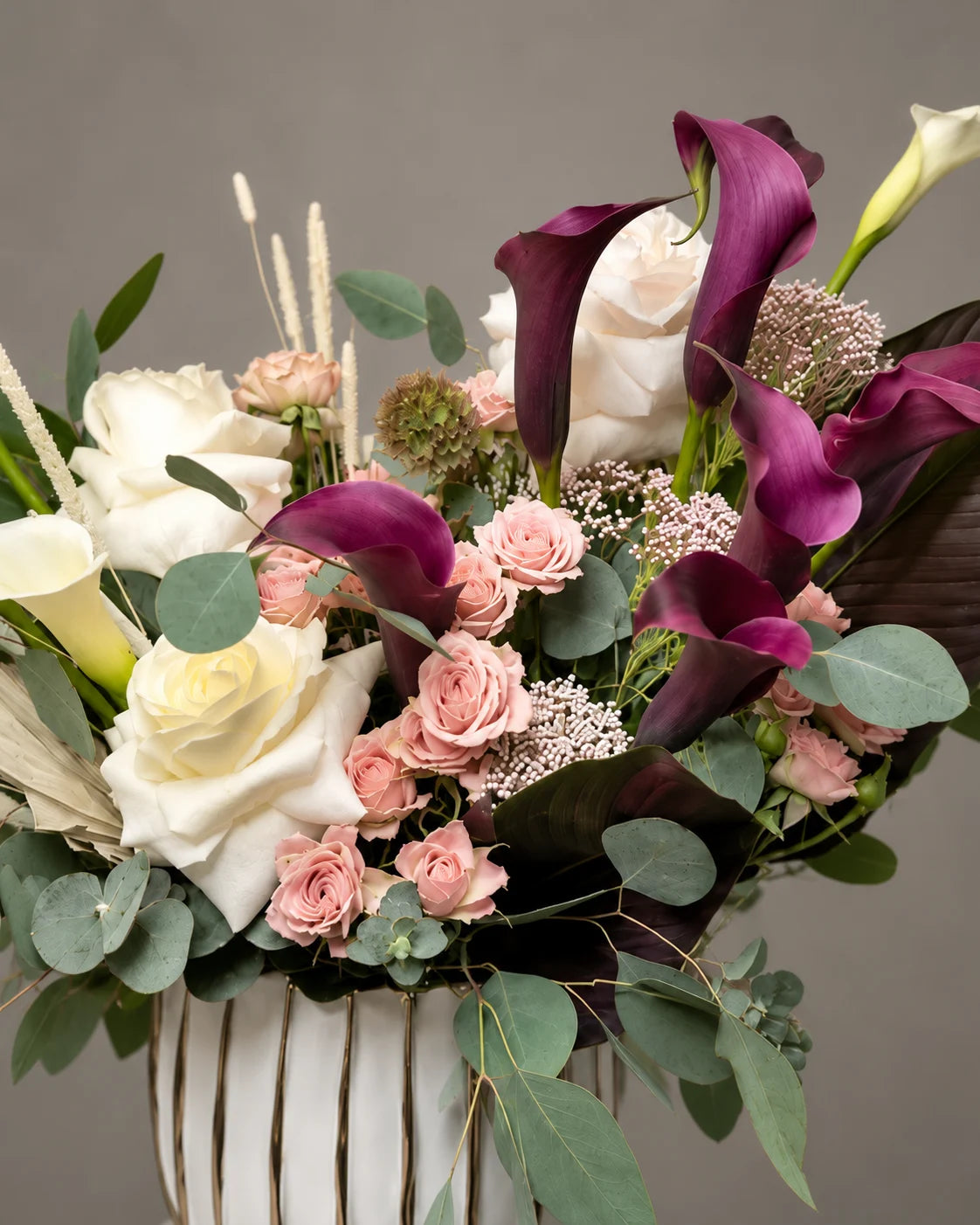 Burgundy Calla Lilies and White Roses with Los Angeles Flower Delivery