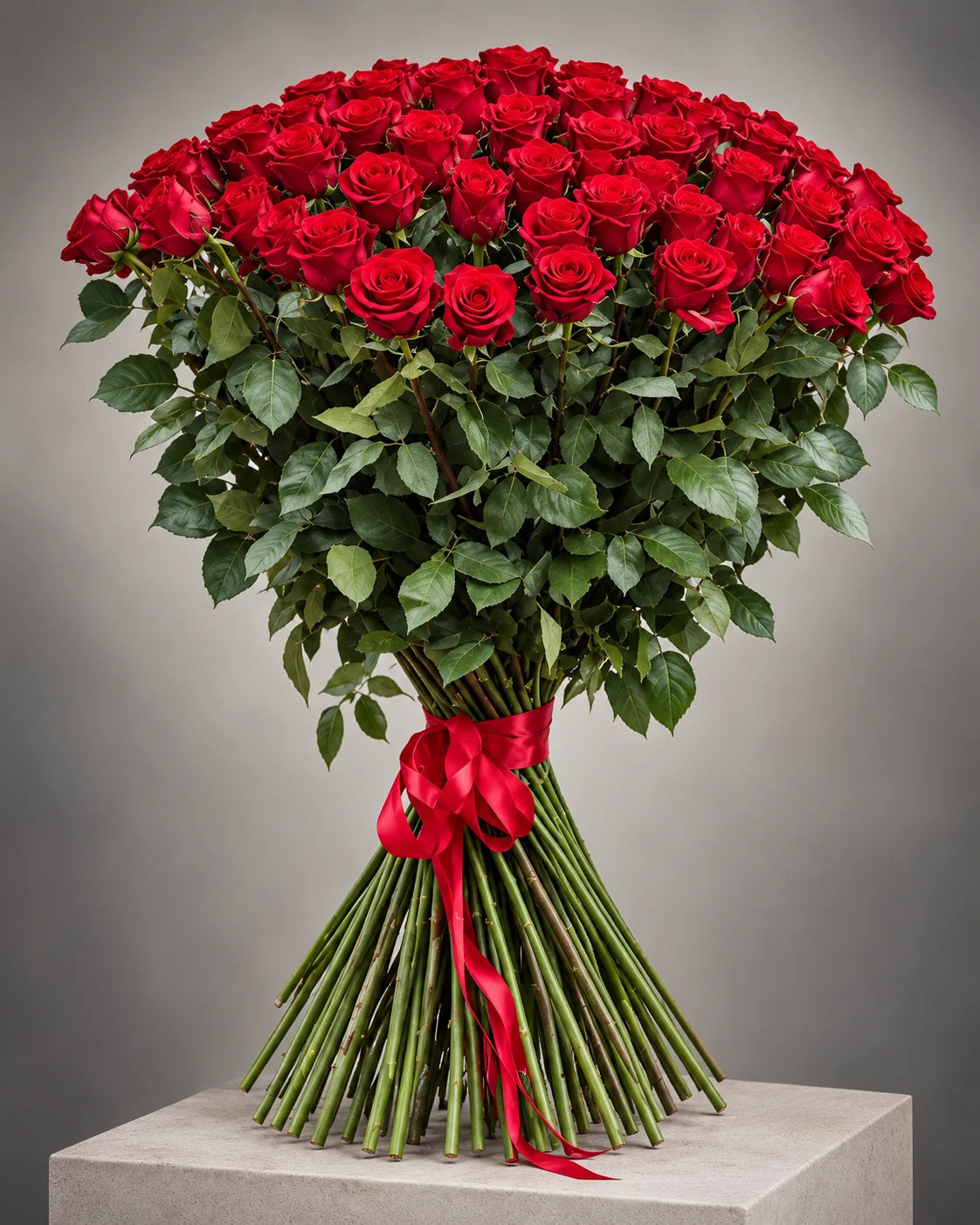Extra large red roses bouquet on Rodeo Drive in Beverly Hills with same-day delivery
