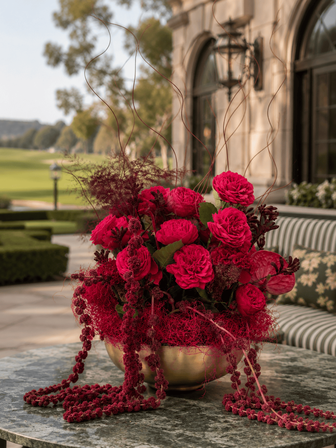 Formal dinner tablescape florals for The Los Angeles Country Club events