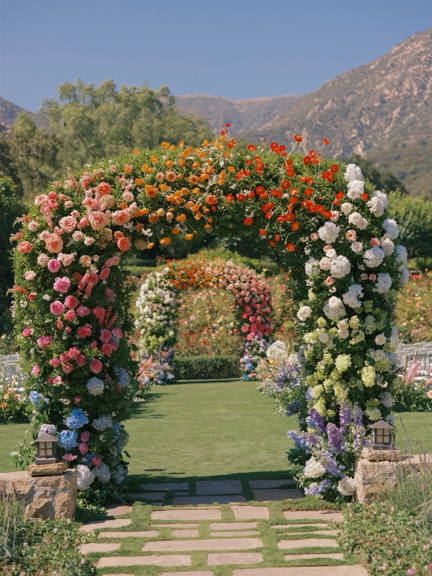 Garden wedding floral design at San Ysidro Ranch