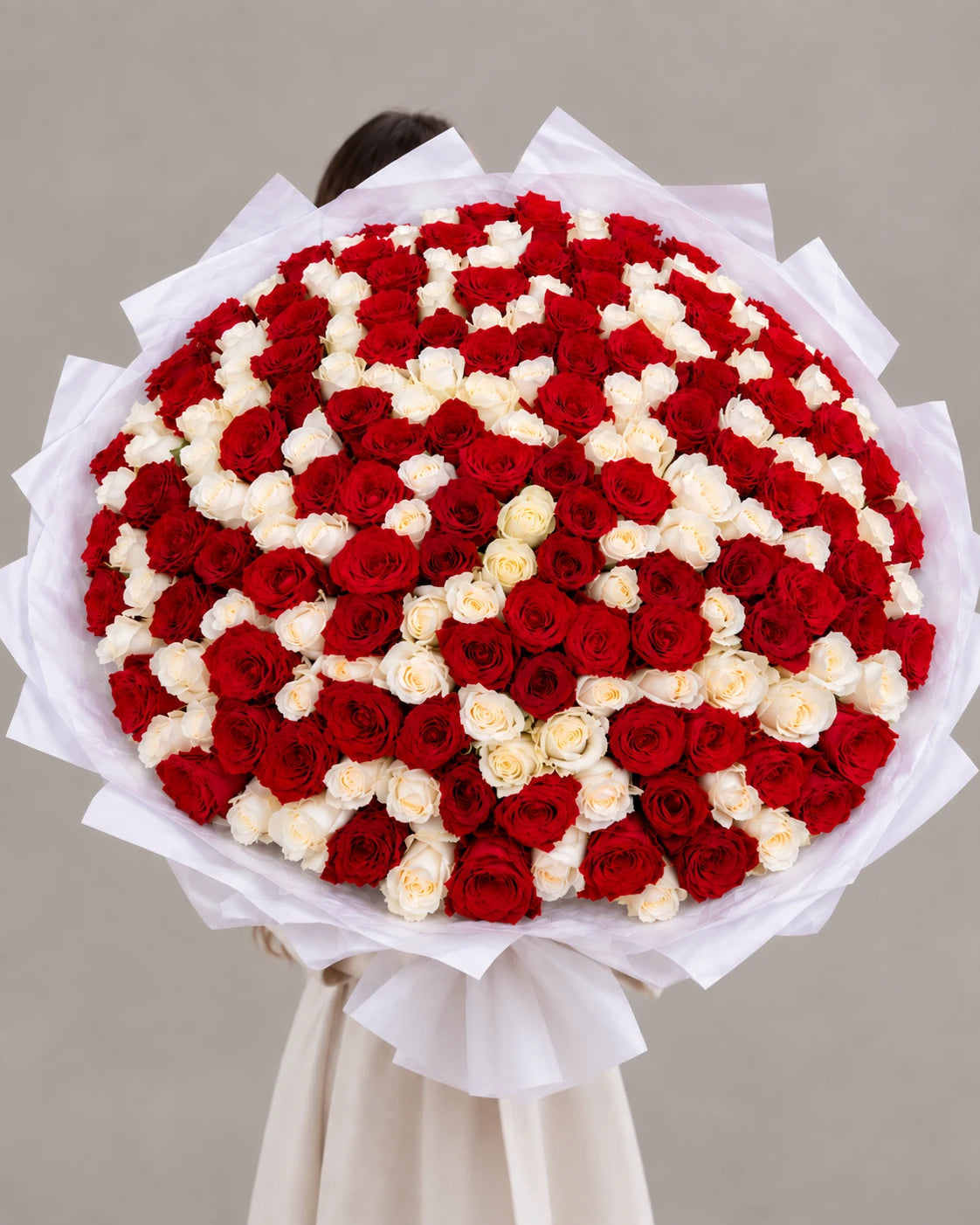 Giant Red and White Roses Bouquet by Casa Dei Fiori in Beverly Hills