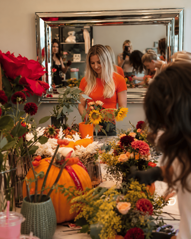 Halloween pumpkin floral workshop at Casa Dei Fiori in Beverly Hills