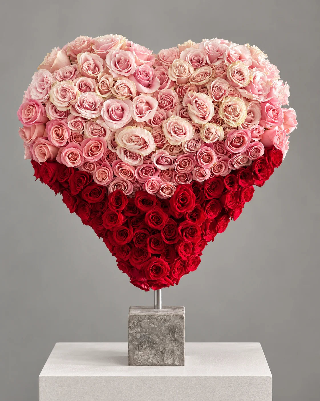 Heart-Shaped Red and Pink Rose Arrangement in Los Angeles