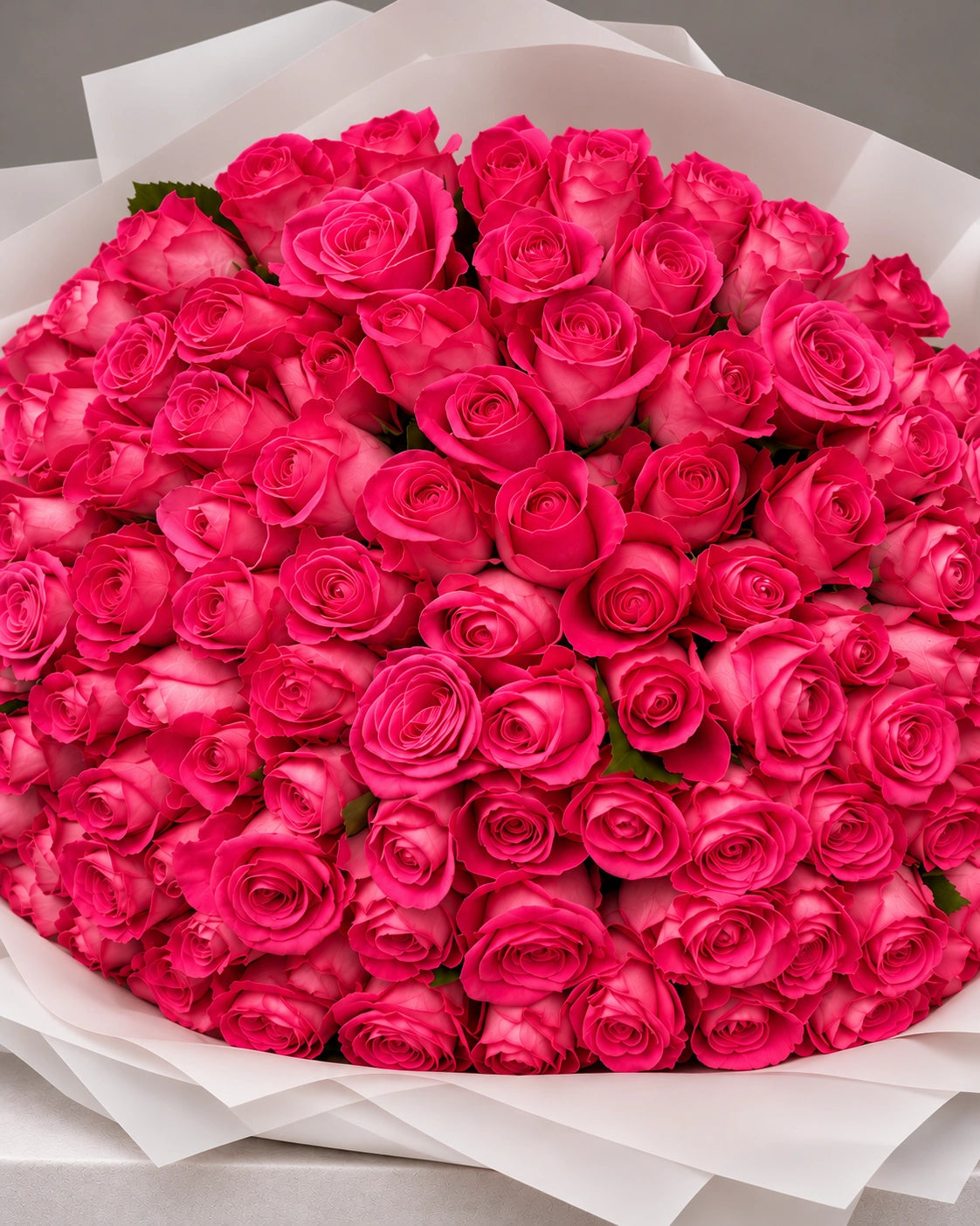 Hot pink rose bouquet for birthday or anniversary with same-day delivery in Beverly Hills