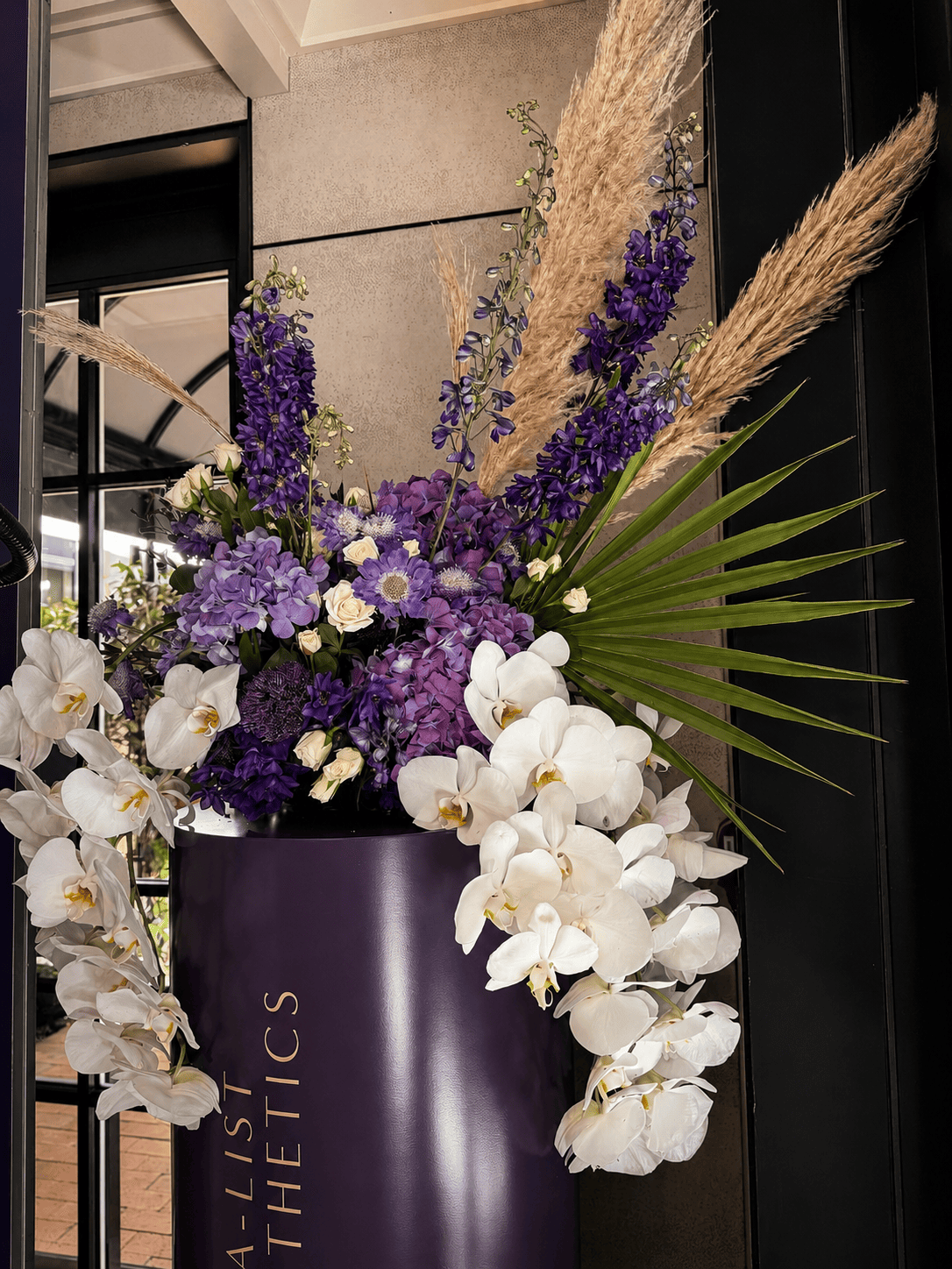 Large-scale floral installation for a romantic luxury wedding celebration