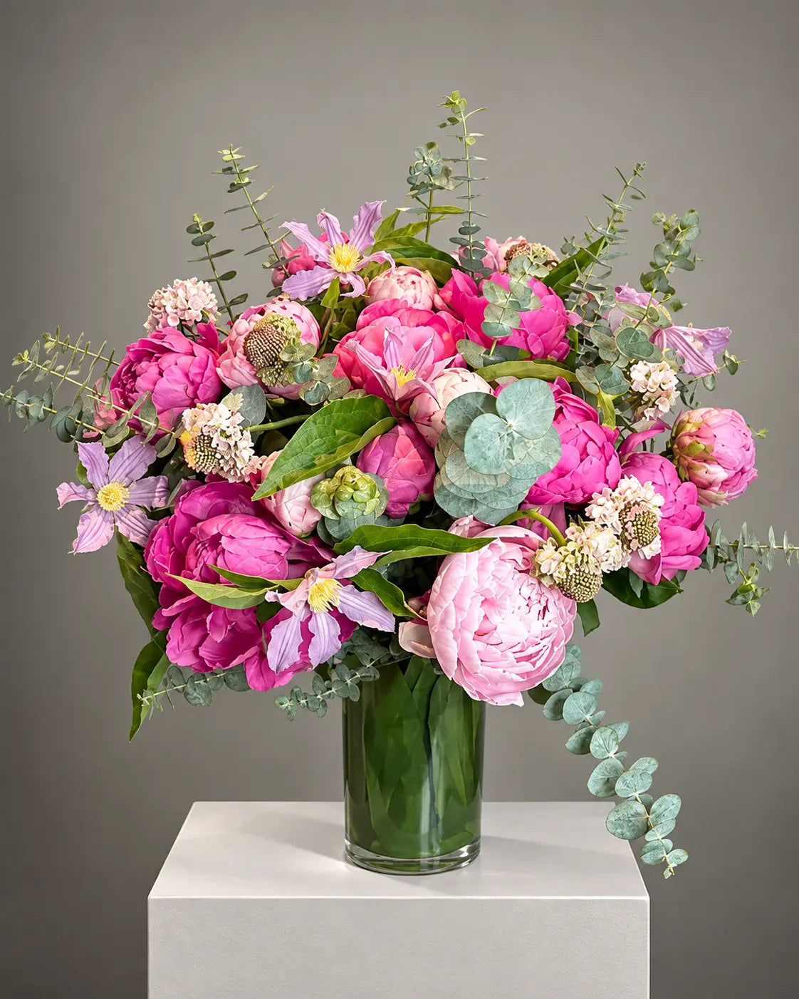 Pink Peony Bouquet in Glass Vase with Delivery in Los Angeles