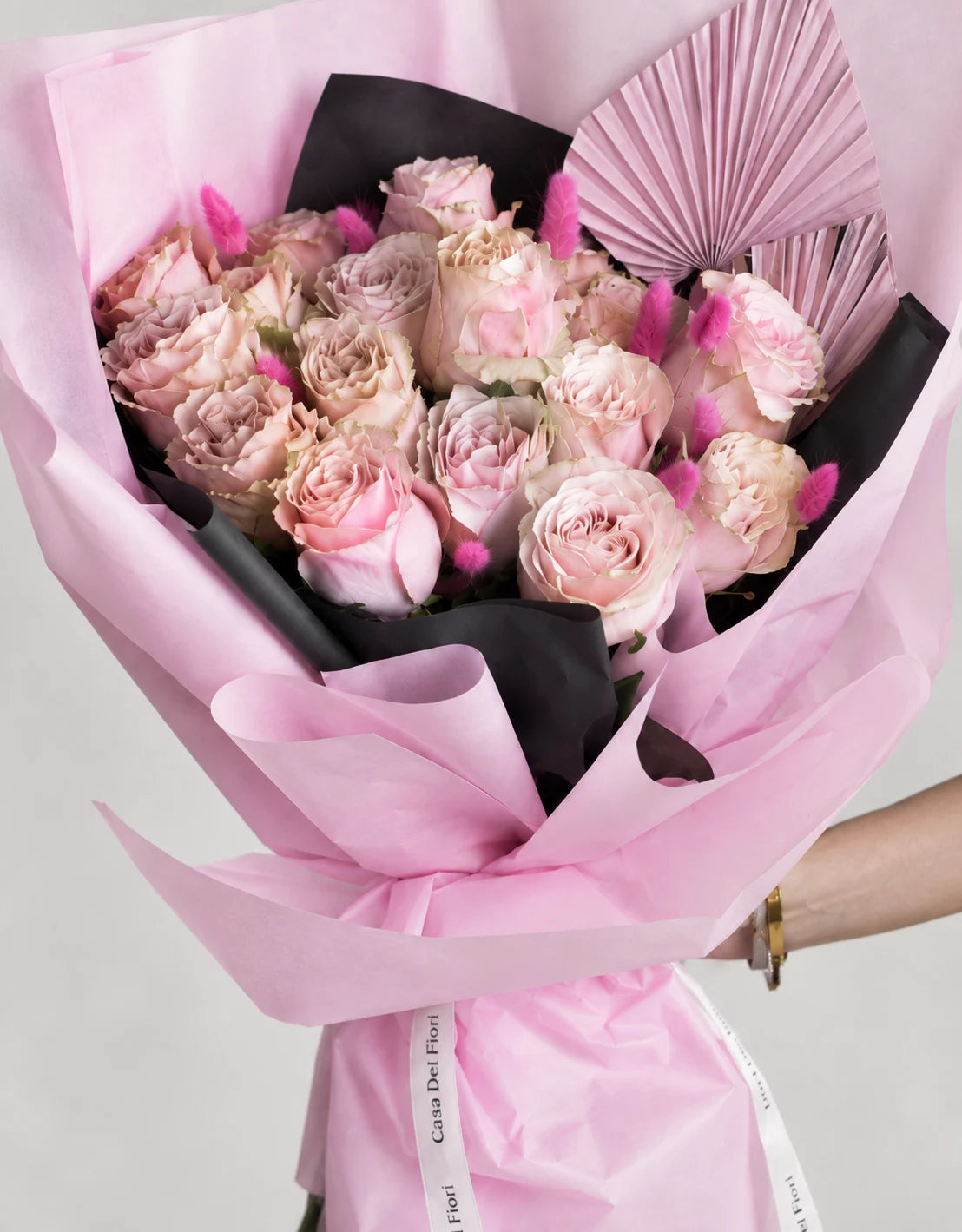 Romantic Pink Roses Bouquet by Casa Dei Fiori in Beverly Hills