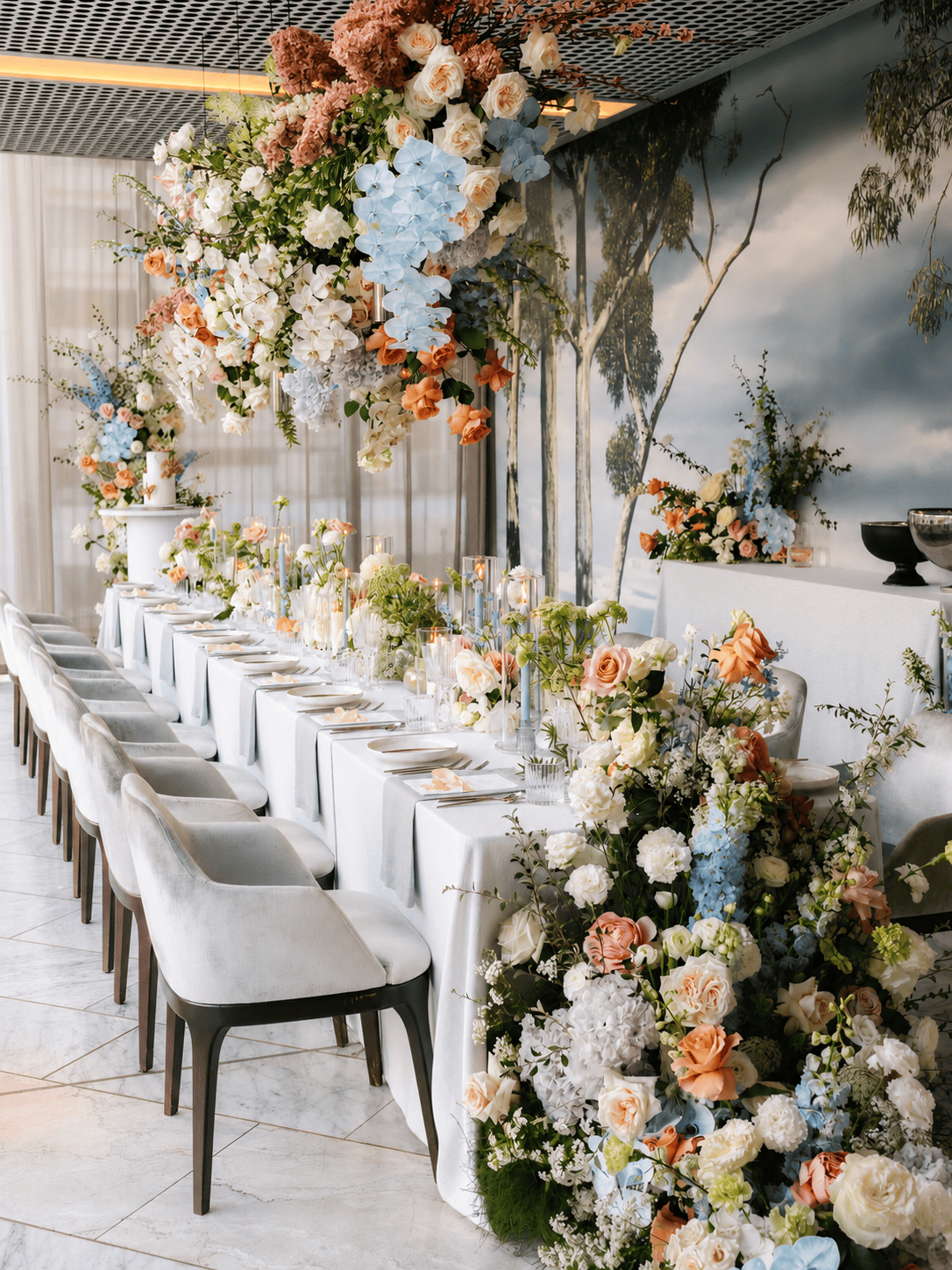 Statement floral installation for luxury event