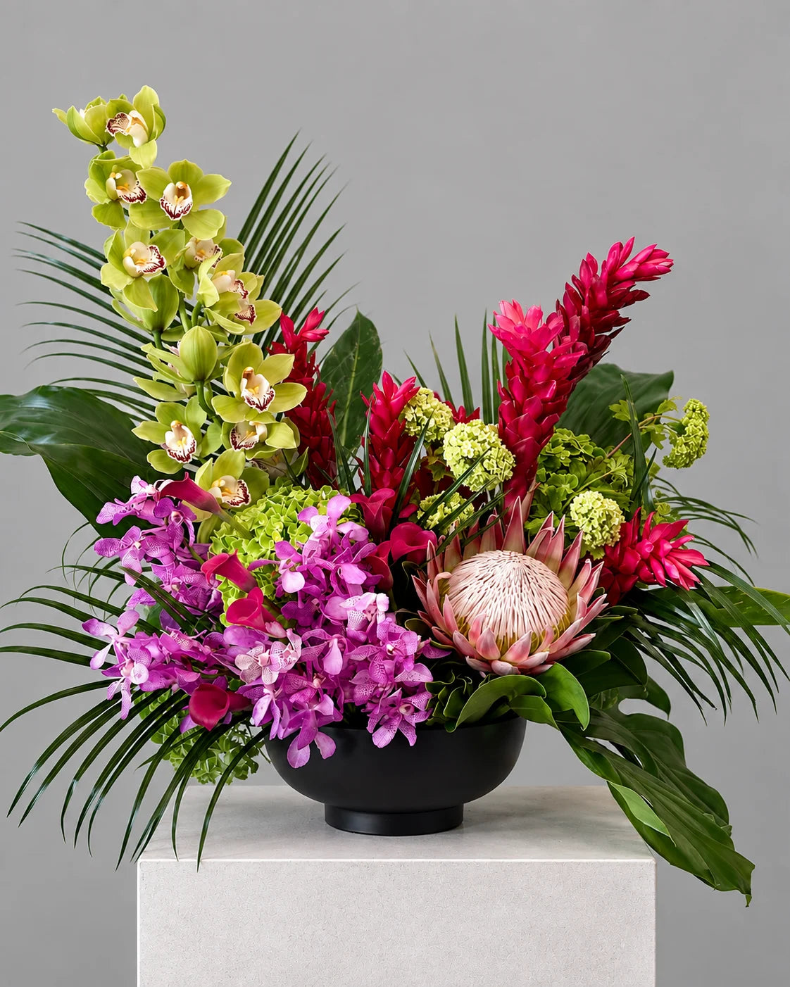 Tropical Orchid and Protea Flower Arrangement in Los Angeles