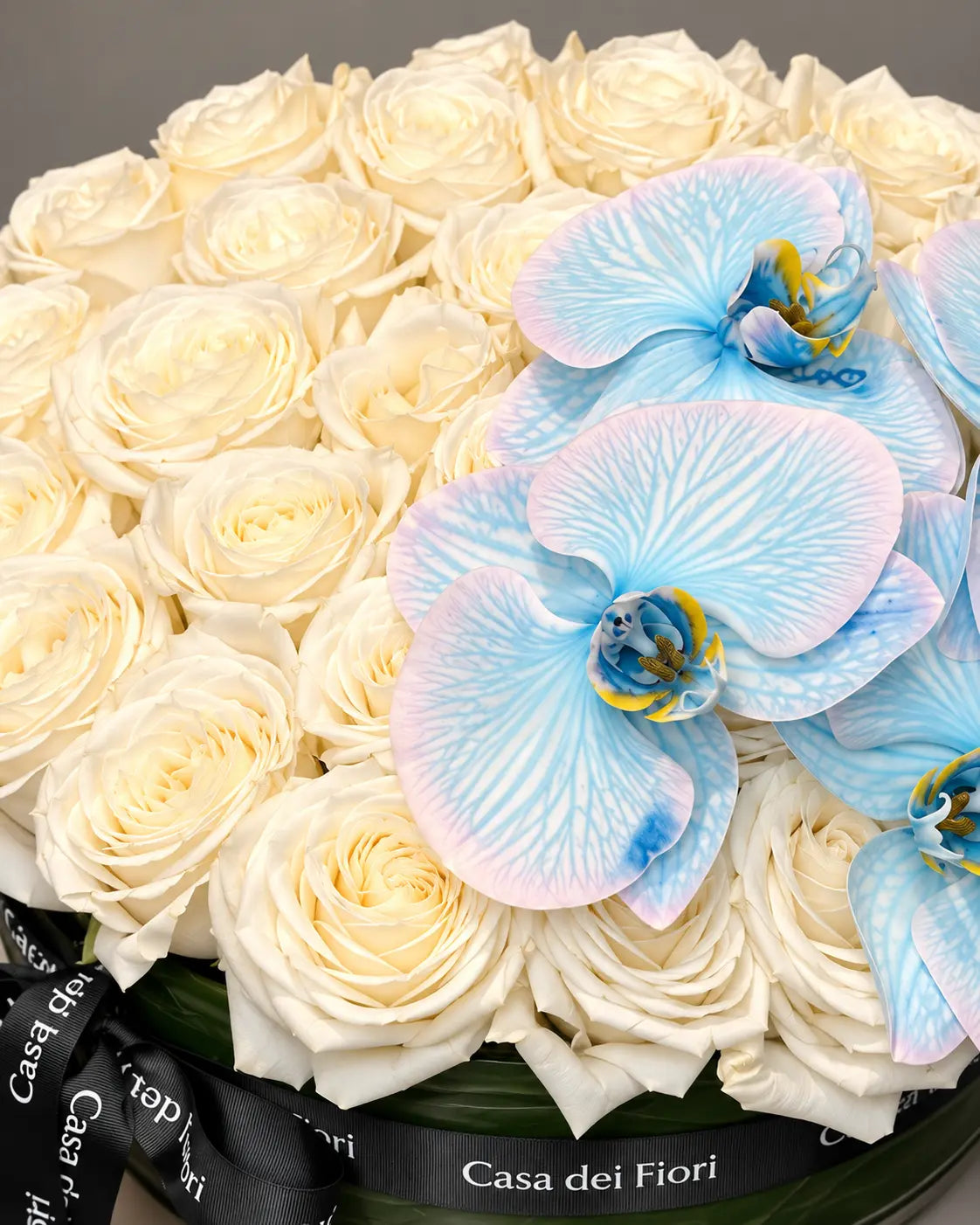 White Rose and Blue Orchid Flower Arrangement with Los Angeles Delivery