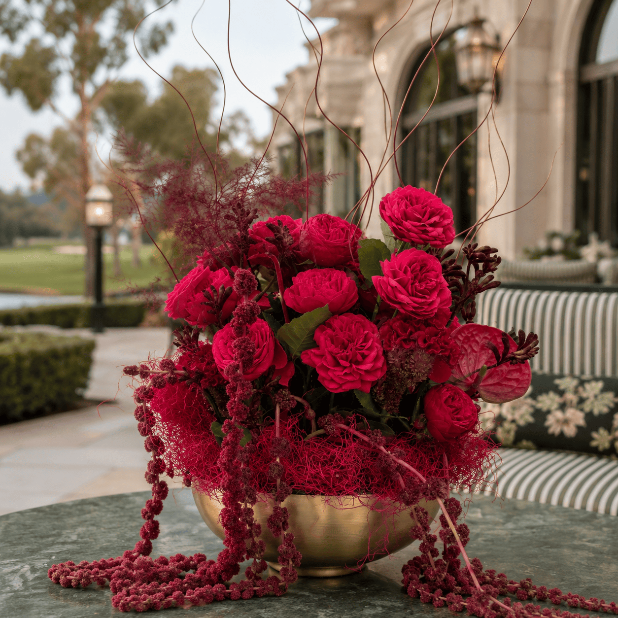 table florals for private club reception Los Angeles