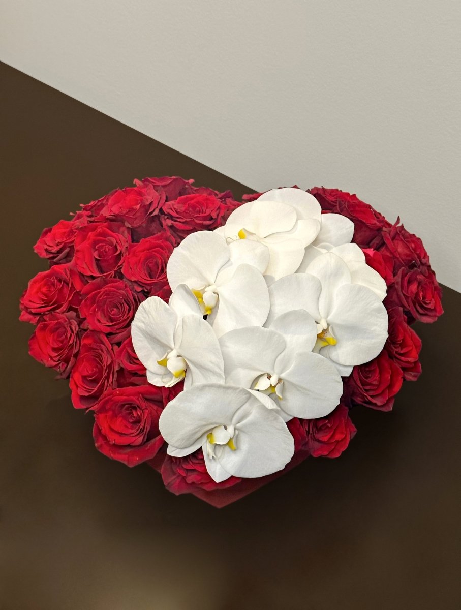orchids and roses arrangement