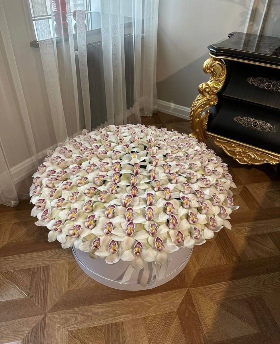 white cymbidium orchid bouquet