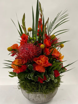 Protea and rose bouquet