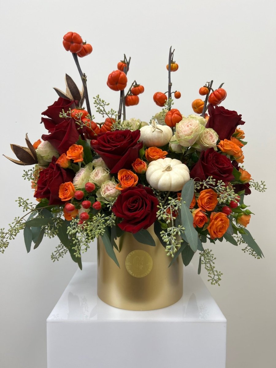 flowers with pumpkins