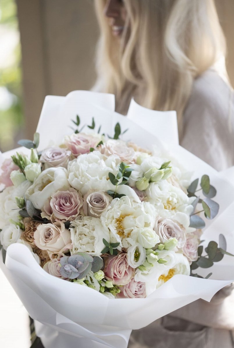 rose and eucalyptus bouquet