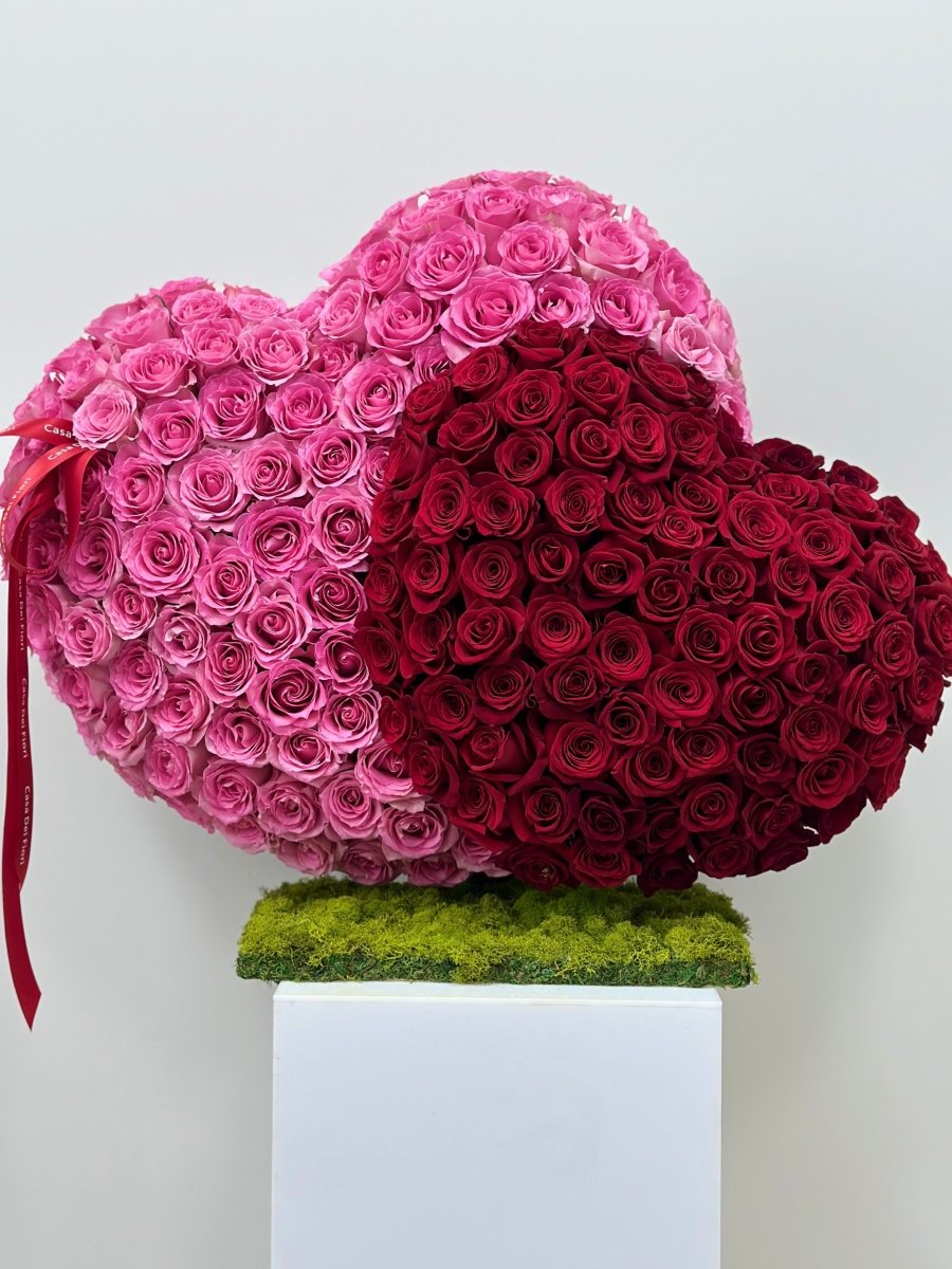 2 Bouquets of Roses in a Heart Shape 💞 Casa Dei Fiori